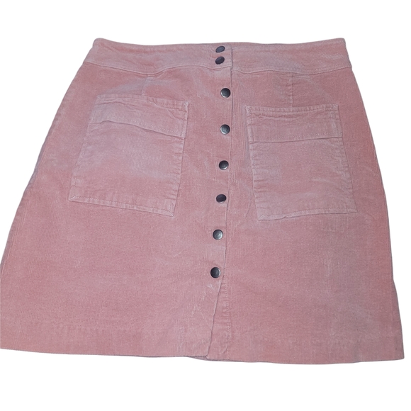 Tristan Dresses & Skirts - Tristan Pink Corduroy Button-Front A-line Mini Skirt 14